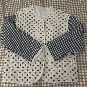 Chic Quilted Jacket with Floral and Checkered Design